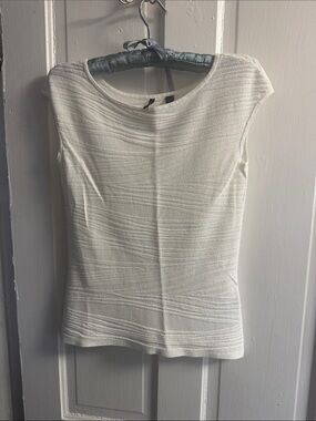 Venini White Textured Boatneck Tank